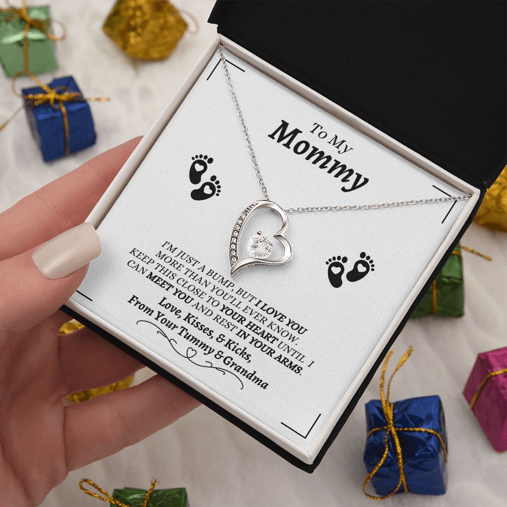From Your Tummy & Grandma - To My Mommy - I Love You - Forever Love Necklace - Baby's Grandma Gift for Mommy- New Mom Gift - Keepsake Gift