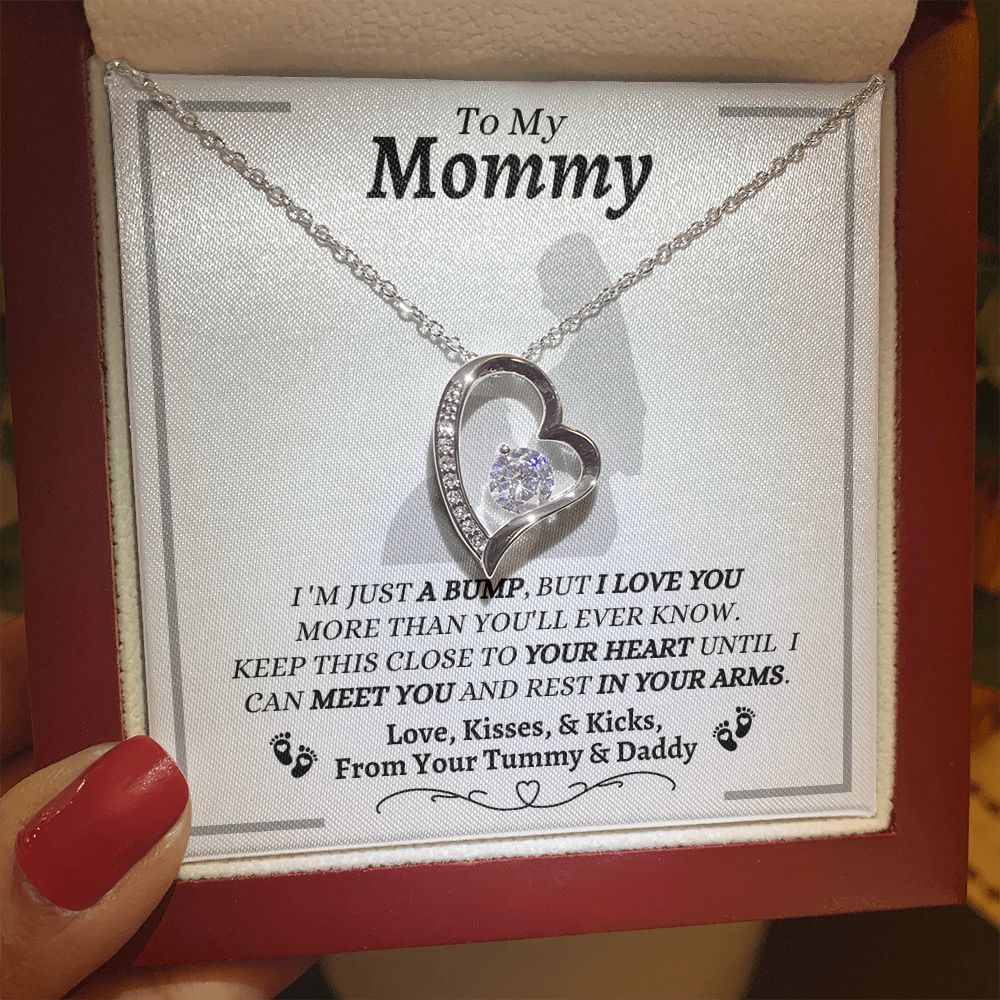 From Your Tummy & Daddy - To My Mommy - I Love You - Forever Love Necklace - Baby's Daddy Gift for Mommy - New Mom Gift - Keepsake Gift