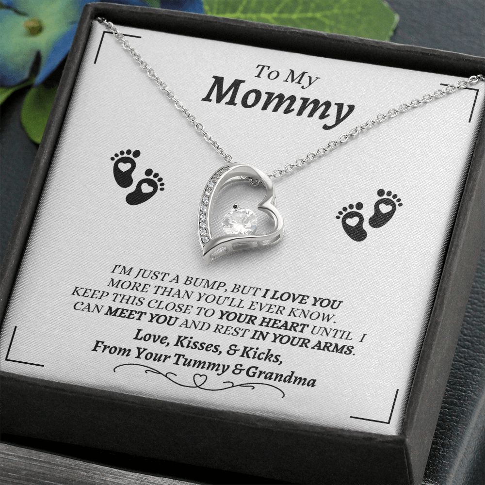 From Your Tummy & Grandma - To My Mommy - I Love You - Forever Love Necklace - Baby's Grandma Gift for Mommy- New Mom Gift - Keepsake Gift