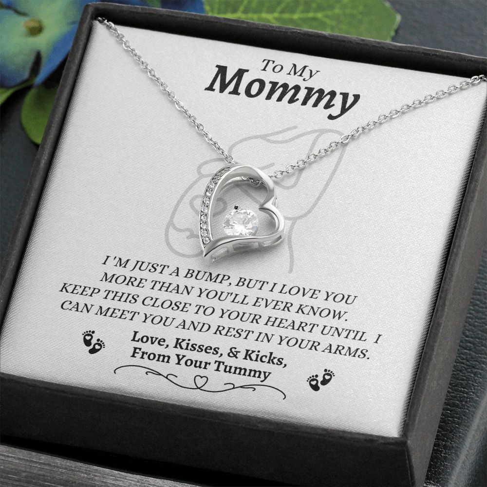 From Your Tummy - To My Mommy - I Love You - Forever Love Necklace - New Mom To Be - Baby Shower Gift - Expectant Mother Gift From Family & Friends