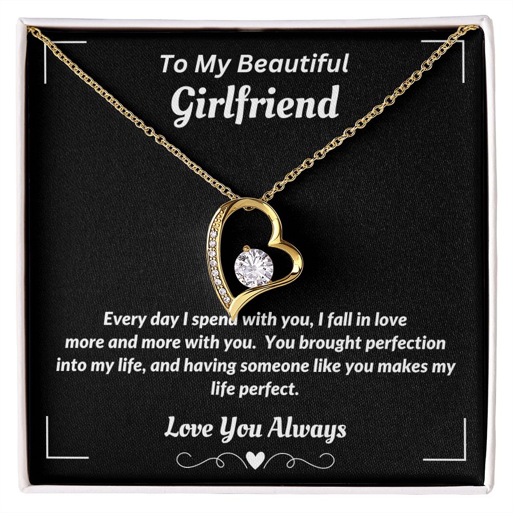 To My Beautiful Girlfriend - I fall In Love More - Forever Love Necklace