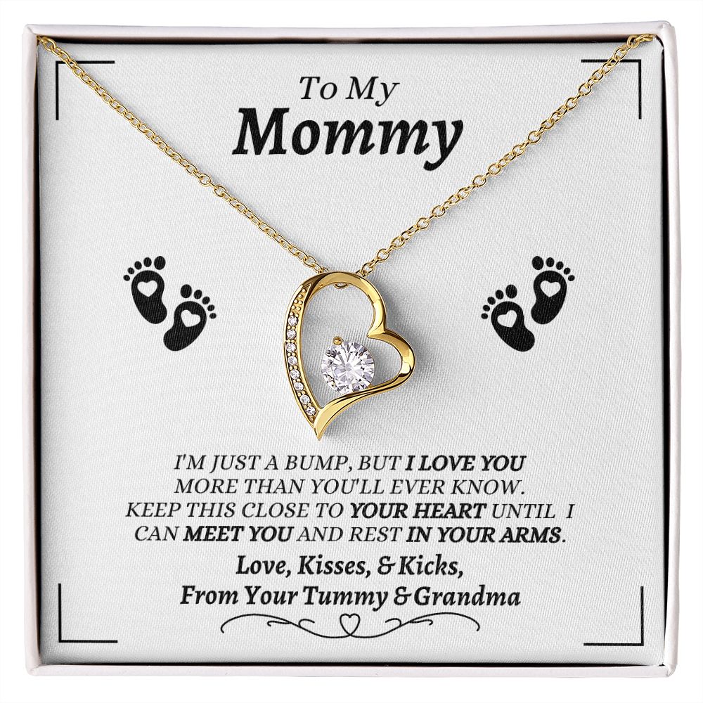 From Your Tummy & Grandma - To My Mommy - I Love You - Forever Love Necklace - Baby's Grandma Gift for Mommy- New Mom Gift - Keepsake Gift