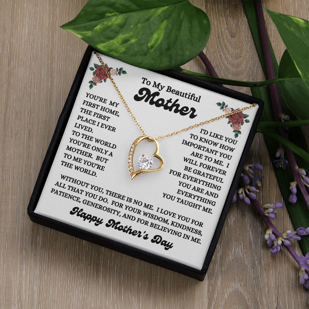 Happy Mother's Day - To My Beautiful Mother - You're My First Home - Forever Love Necklace