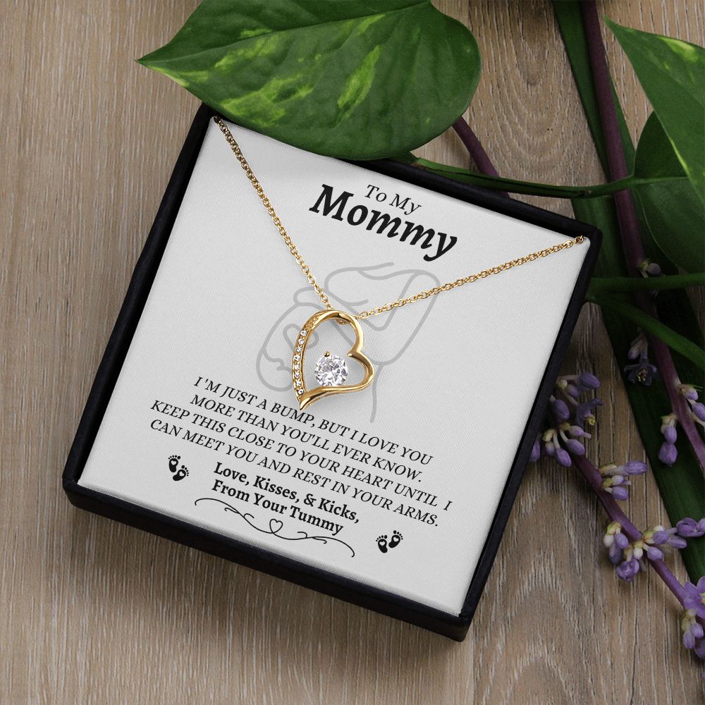 From Your Tummy - To My Mommy - I Love You - Forever Love Necklace - New Mom To Be - Baby Shower Gift - Expectant Mother Gift From Family & Friends