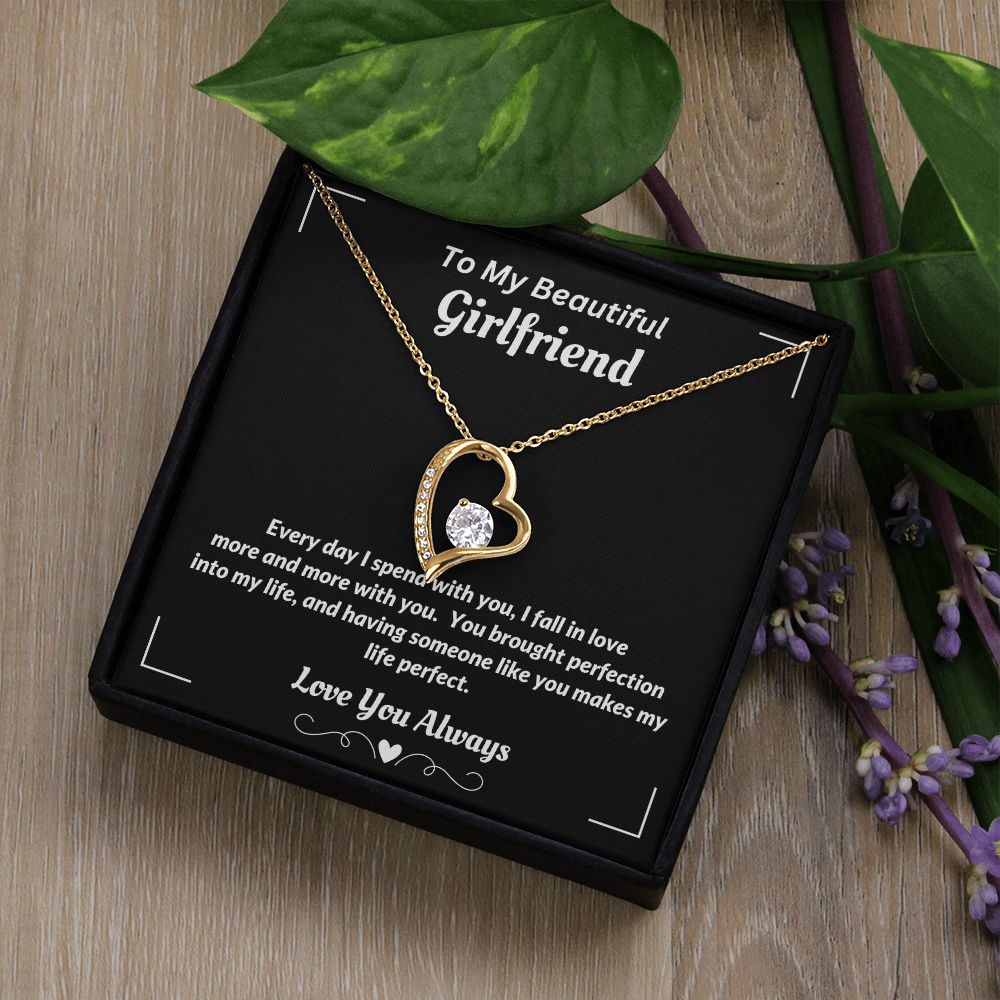 To My Beautiful Girlfriend - I fall In Love More - Forever Love Necklace