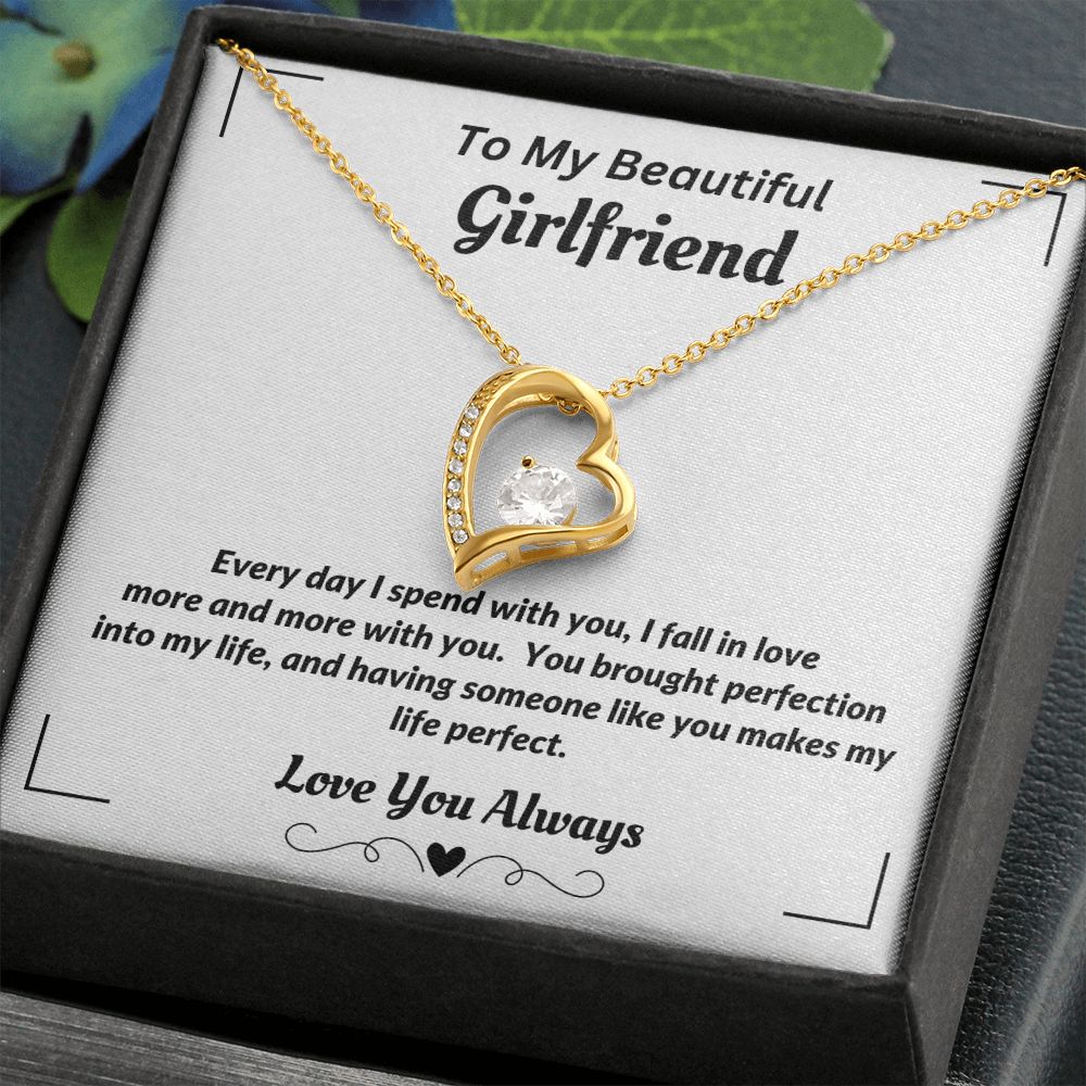 To My Beautiful Girlfriend -  I Fall In Love More - Forever Love Necklace