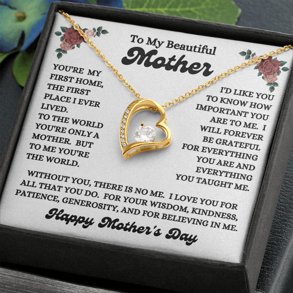 Happy Mother's Day - To My Beautiful Mother - You're My First Home - Forever Love Necklace