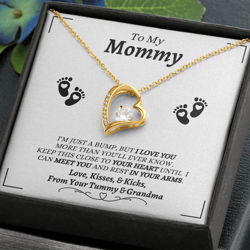 From Your Tummy & Grandma - To My Mommy - I Love You - Forever Love Necklace - Baby's Grandma Gift for Mommy- New Mom Gift - Keepsake Gift