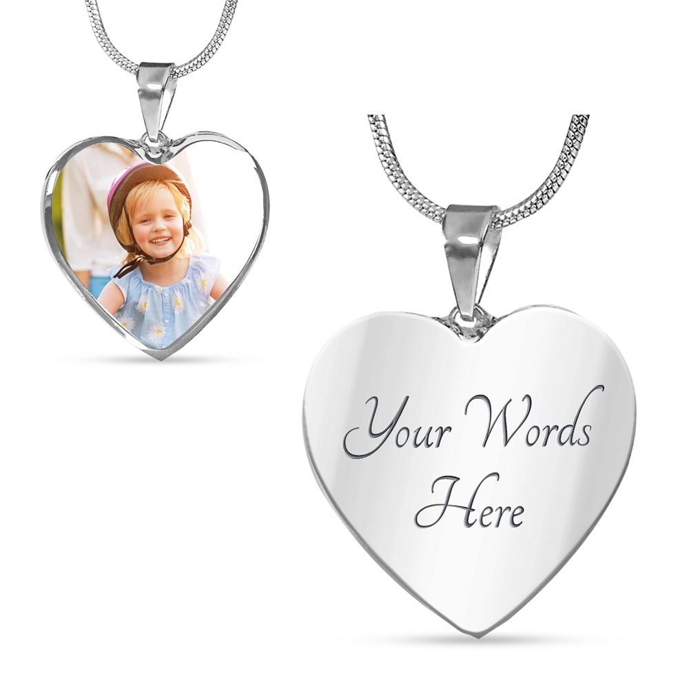 Heart Buyer Upload - Heart Adjustable Luxury Necklace -For A Loved One Gift - Graduation Gift - Mother's Day Gift - Wedding Gift - Anniversary Gift - Remembrance Loss of a Loved One - Beloved Pet - Christmas Gift
