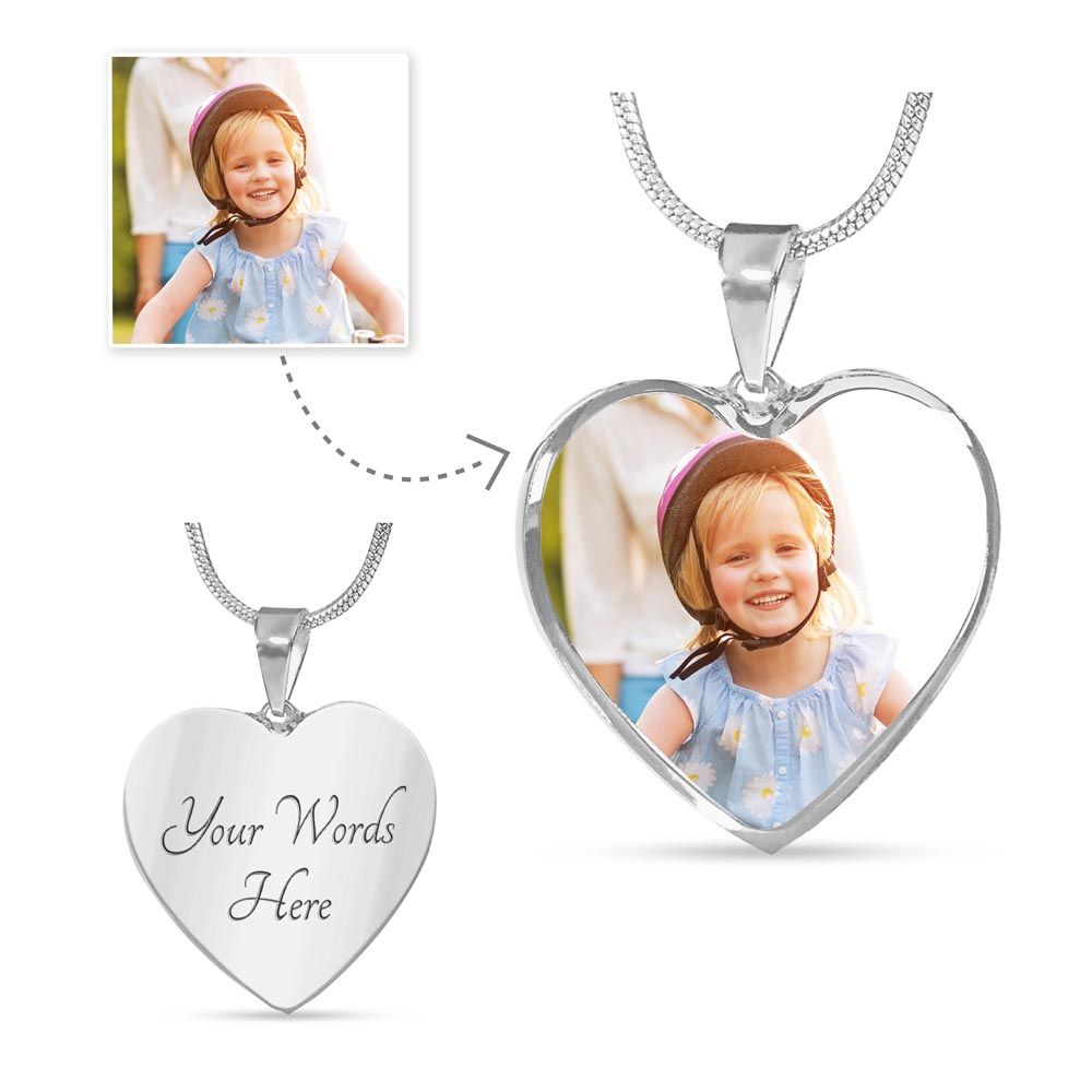 Heart Buyer Upload - Heart Adjustable Luxury Necklace -For A Loved One Gift - Graduation Gift - Mother's Day Gift - Wedding Gift - Anniversary Gift - Remembrance Loss of a Loved One - Beloved Pet - Christmas Gift