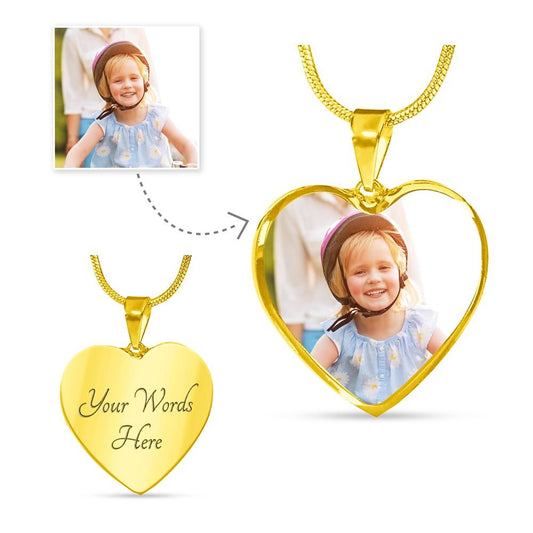 Heart Buyer Upload - Heart Adjustable Luxury Necklace -For A Loved One Gift - Graduation Gift - Mother's Day Gift - Wedding Gift - Anniversary Gift - Remembrance Loss of a Loved One - Beloved Pet - Christmas Gift